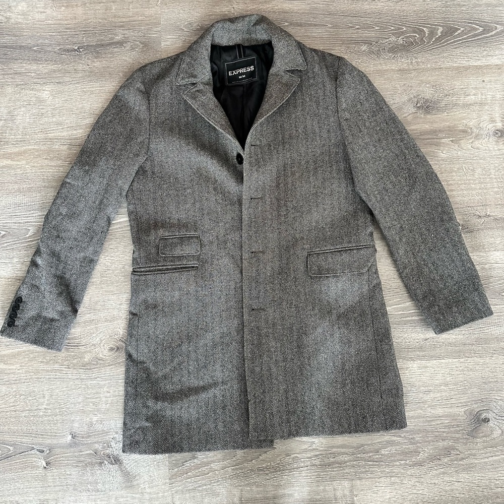 Express - Men’s Dress Trench Coat - Grey - Size Medium - Worn Once
